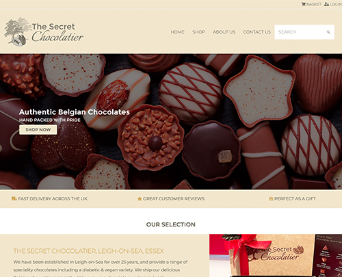 Belgian Chocolates, Leigh-on-Sea, Paperback Designs Website Portfolio