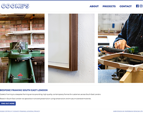 Cookes Framing South London - Paperback Designs Website Portfolio