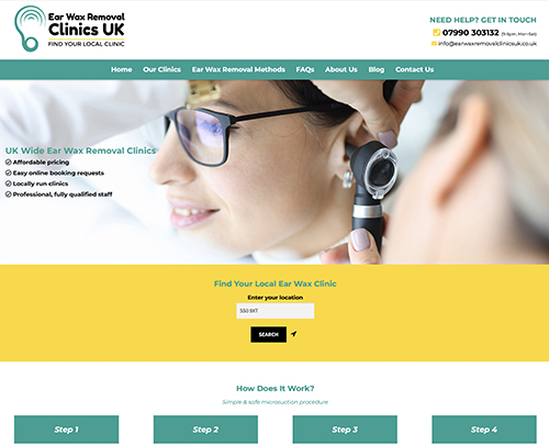 Ear Wax Removal Clinics UK - Paperback Designs Website Portfolio