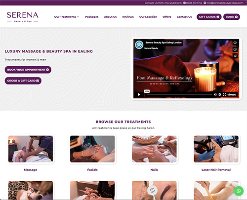 Serena Beauty Spa Ealing, Paperback Designs Website Portfolio