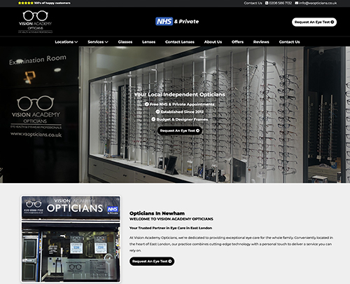 Vision Academy Opticians Plaistow Forest Gate - Paperback Designs Website Portfolio